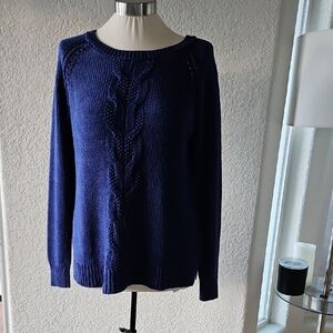 Classic Blue Cable Knit Sweater